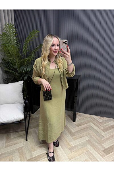 Byelifdursun Ceketli Tensel Kumaş Elbise Olive