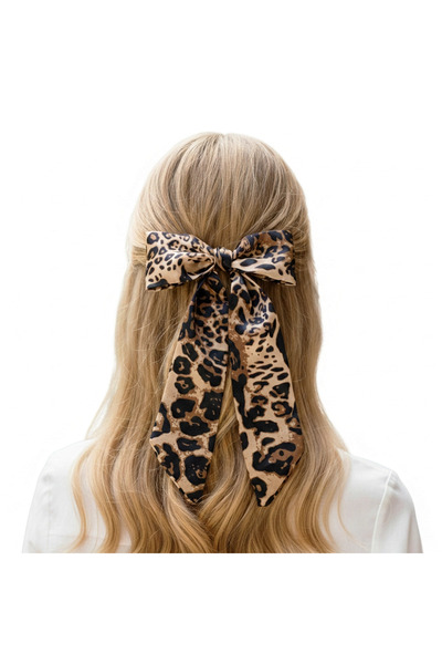 woodycord Cataramă automată cu fundă cu model leopard din satin