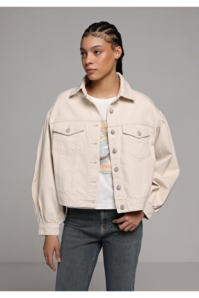 Colin's Oversize Fit Buttoned Unlined Women's Ecru Denim Jacket