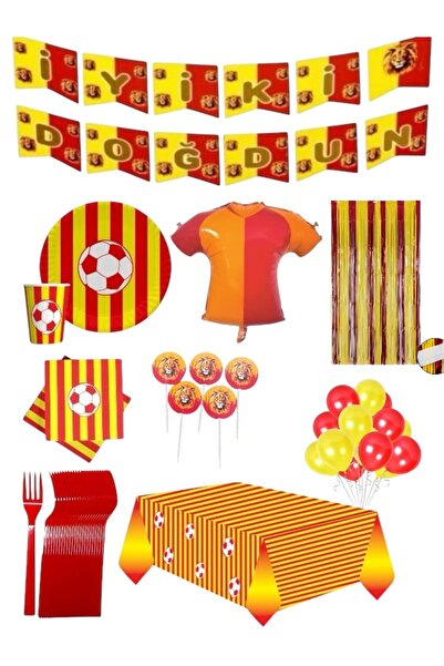 CAVAŞ sun hat Galatasaray Konseptli 16 Kişilik Full Parti Seti -forma folyo b...