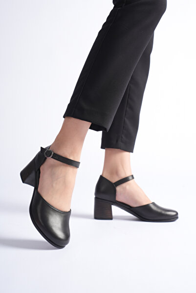 Women's Genuine Leather Ankle Tied Round Toe Medium Thick Heels Casual Office Shoes PRS1030