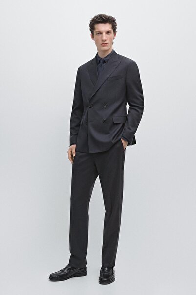 Massimo Dutti Yün kruvaze klasik blazer