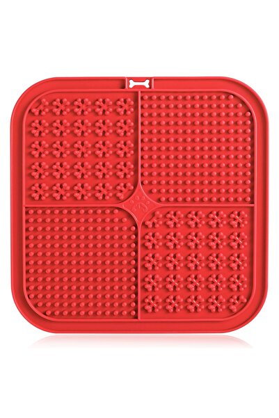 OKTANE Oktane® lick mat feeding mat for dogs and cats square 4 zones 20X20cm Red