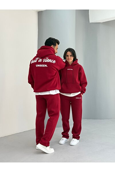 Baycombine35 Sevgili Kombini - 3 Threaded Yarned Tracksuit Set with Print Det...