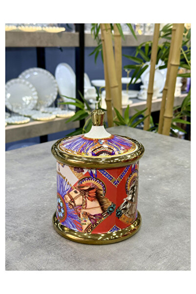 FeyzaDesign Büyük Porselen Kavanoz, 11 cm, şık ve dayanıklı ev dekorasyonu için