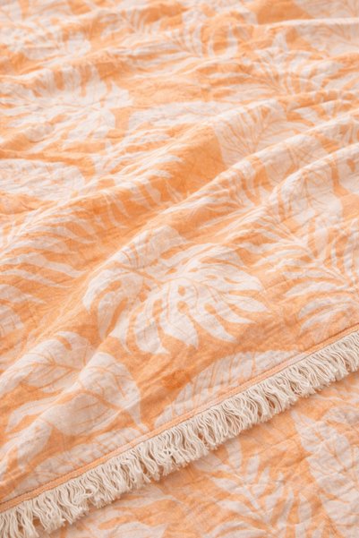 SHAL HOME 100% Cotton Jagarlı Muslin Double Bedspread-200X230Cm
