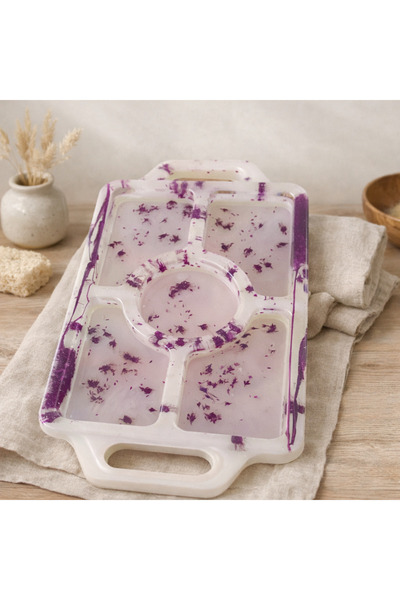 FeyzaDesign Renkli Çok Bölmeli Kahvaltılık ve Çerez Tabağı, 5 Gözlü Sunum Ser...