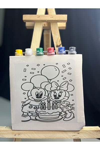 obelleatelier Mickey & Minnie 20x20 Tuval Boyama Seti – 6 Renk Boya ve Fırça ...