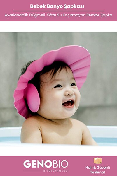 GenoBio #BanyoŞapkası Bebek Çocuk Banyo Küvet Ayarlanabilir Düğmeli Göze Su K...