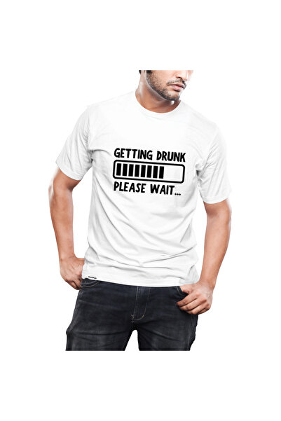 Motrix Tricou personalizat Getting Drunk please wait alb XL