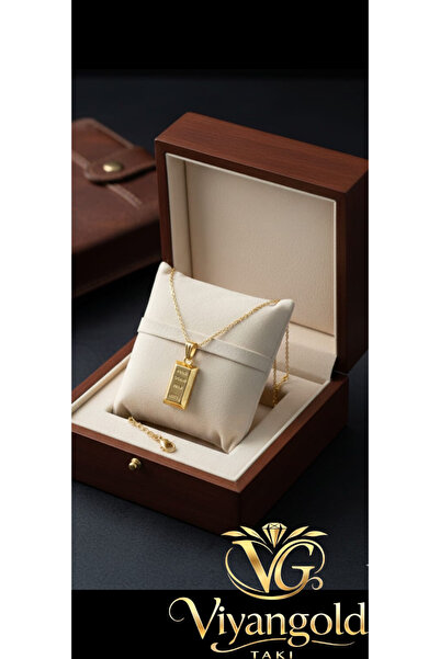 VİYANGOLD 22 ayar altın kaplama zirkon Zincirli kolye 1000 Gram külçe imitasyon.