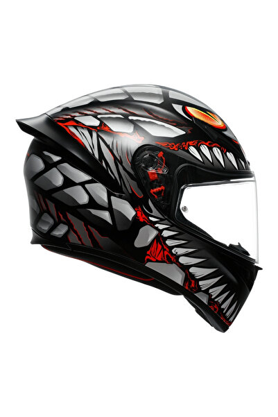 AGV K1 S E2206 Lyzard Mat Siyah Gri Kırmızı Kapalı Kas