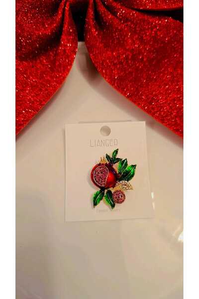 MNCLASSY Kiraz Kuğu Kuş Geyik Nar Çiçek Model Taşlı İncili Renkli Figürlü Bro...