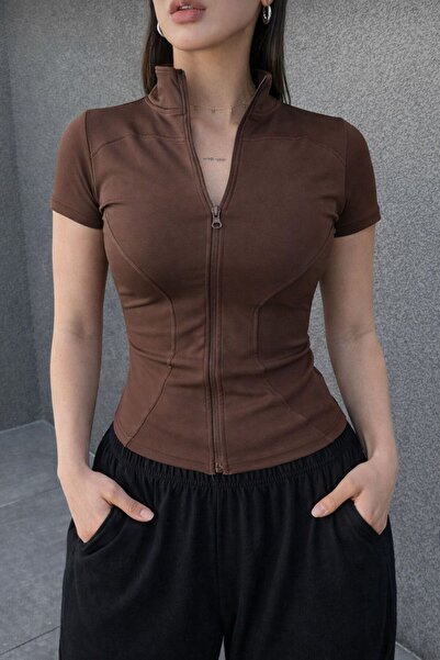 EDVESS Zippered Aesthetic Crop T-Shirt