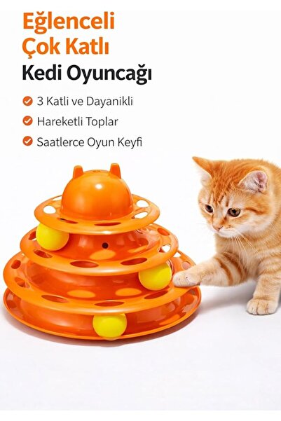 Melby 3 Katlı Kedi Oyuncağı Yuvarlak