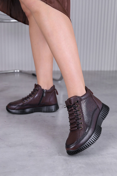 Stil Durağı Ay1458 Model Orthopedic Sole Flexible New Season Short Boots Brown