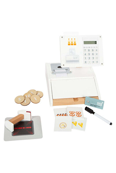 Small Foot Casă de marcat din lemn cu scaner și accesorii, Small Foot, 26 pie...