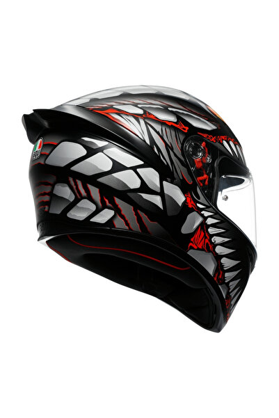 AGV K1 S E2206 Lyzard Mat Siyah Gri Kırmızı Kapalı Kas