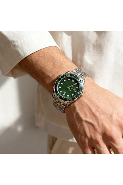 Ne Varsa Dizayn Zümrüt Yeşil Kadran Çelik Kordon Erkek Kol Saati