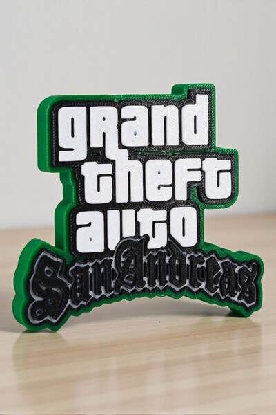 Hunga GTA - Grand Theft Auto San Andreas Logo - Masa Üstü Dekor - Raf Dekoru