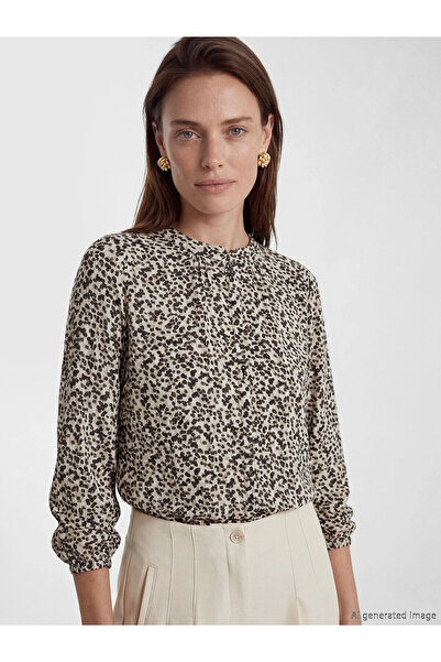 LC Waikiki Lcw grace beige bicycle collar patterned blouse