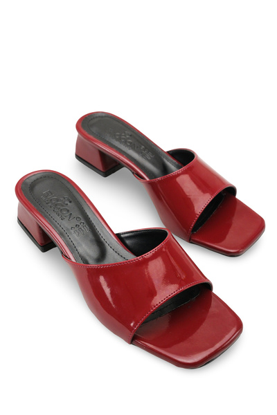 Riccon Γυναικείες παντόφλες με τακούνι 0012203 Claret Red λουστρίνι