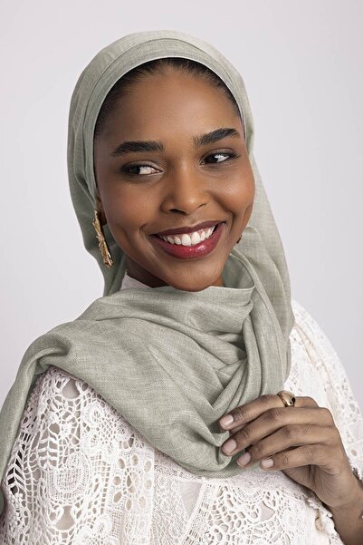 Ayshara Aura Monogram Patterned Double-Sided Shawl - Light Aqua Green