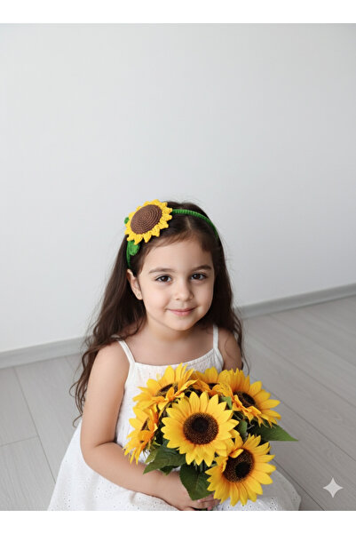 NOİR & GOLD Örgü günebakan (ayçiçeği) Toka