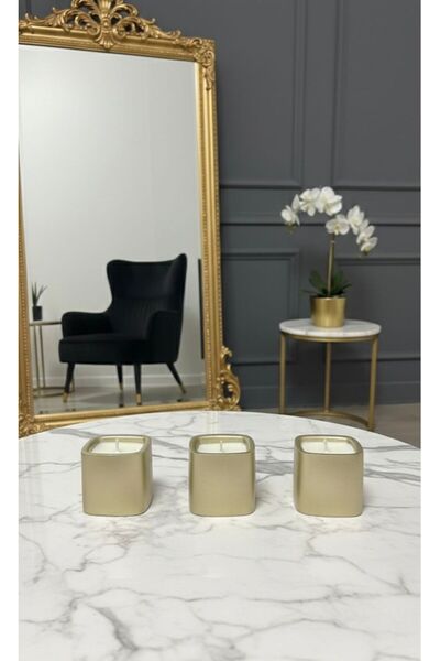 BalibeeCandle BalibeecandleHandmade 3lü Gold Dekoratif Mum seti