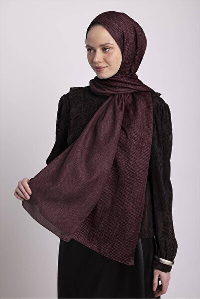 Ayshara Aura Monogram Patterned Double-Sided Shawl - Burgundy