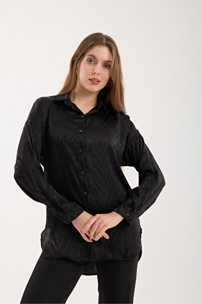 Moda Days Low Sleeve Satin Jacquard Shirt