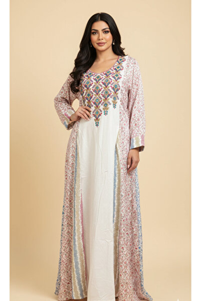 Moda Line "Ishraq" Ramadan jalabiya with royal turquoise embroidery and a Belt