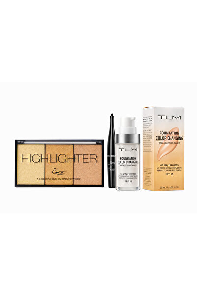 TLM Makeup Set – Color Changing Foundation SPF 15 + 3-Color Highlighter Palet...