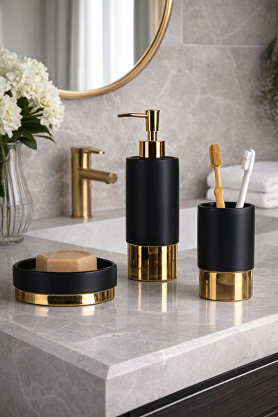 esdekor 3-Piece Bathroom Set Matilda Liquid Soap Dispenser + Soap Dispenser +...