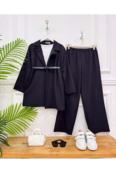 onix Layza Jacketed Two-Piece Suit Black