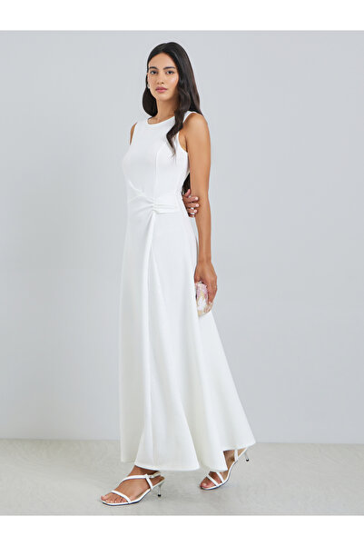 Styli White Sleeveless A-Line Maxi Dress