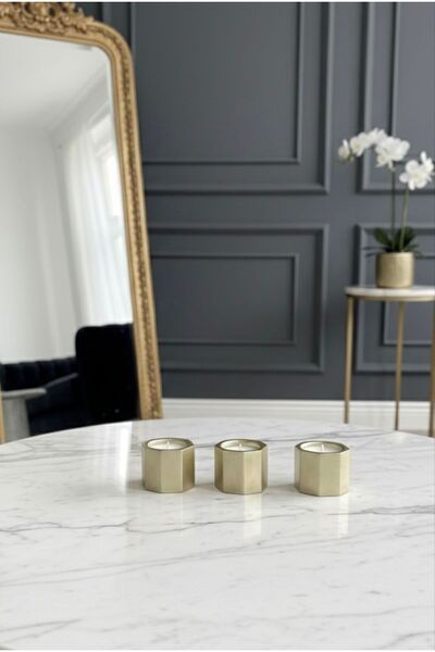 BalibeeCandle BalibeecandleHandmade 3lü Gold Dekoratif Mum seti