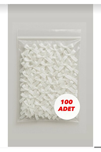 Esram Butik Ekru ( kırık beyaz ) 100 Adet Saten Fiyonk Kurdele Paket Hediyeli...