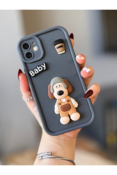 MİRAZ TASARIM iPhone 11 3D Decorated Shock Protective Gray Case