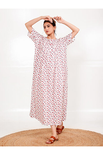 The Kaftan Company By Styli Floral Printed Short Sleeve Nightdress