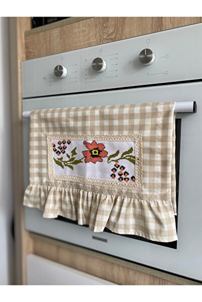 Parla Life Bež Karirani dezen Navlaka za šporet sa volanima