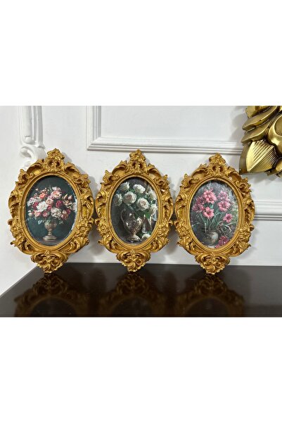 busraconcept Set de 3 tablouri decorative realizate manual în stil vintage, 2...