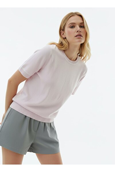 Noi Belis Basic Soft Textured Short Sleeve Knitwear Blouse Ss26Bz0019