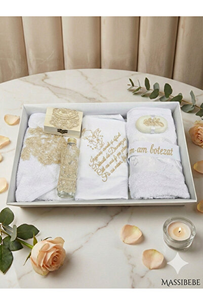 MASSIBEBE Premium Baptismal Trunk with Angel Embroidery and Lace, 7 ft.