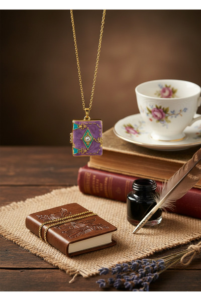 Cosmia Shine Paslanmaz Çelik Kararmaz Mor Mine İşçilikli Açılır Kitap Madalyo...