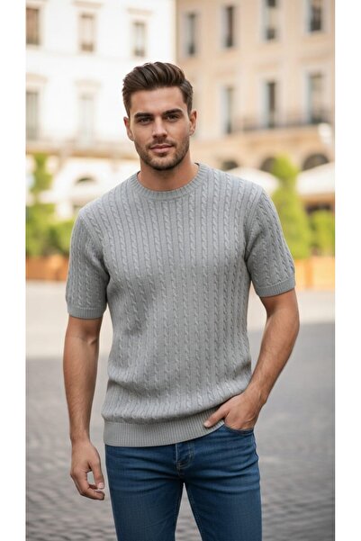 JAKC WAYS Sweat-Proof Gray Crew Neck Knitwear T-Shirt