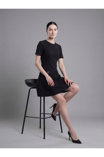 Mish By Styli Black Short Sleeve A-Line Mini Dress