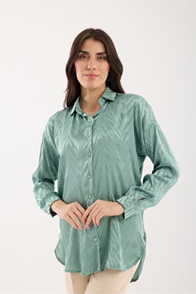 Moda Days Cămașă din satin jacquard cu mânecă scurtă