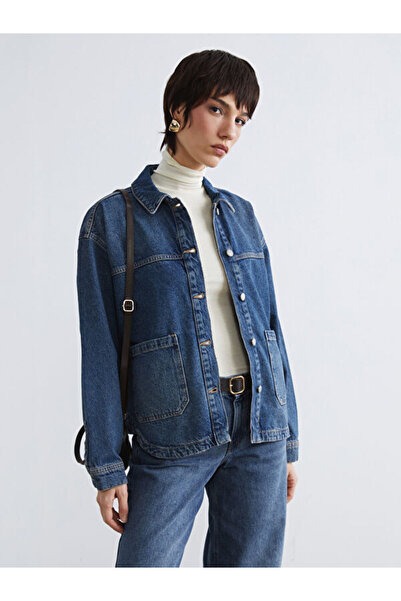 LC Waikiki Rmz Gi̇yi̇m Farkiyla Shirt Roba Collar Loose Fit Women's Jean Jacket