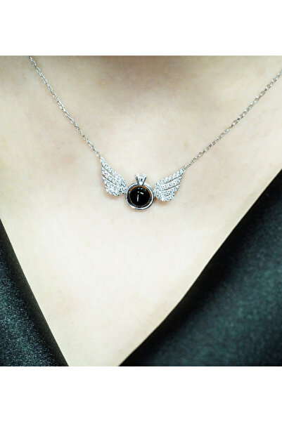 ANDİYANORA Erzurum Oltu Taşı ve 925 Ayar Gümüş Minimal Kadın Kolye – El Yapım...